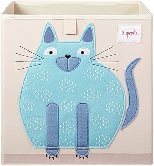 3 Sprouts Cube Storage Box - Organizer Container for Kids & Toddlers, CAT