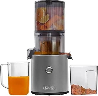 Easy Clean Fruit and Vegetable Juicer - Slow Chewing - Effortless Series - with Extra Large Hopper for No Prep - 1.927.8oz Capacity - 150W - Grey