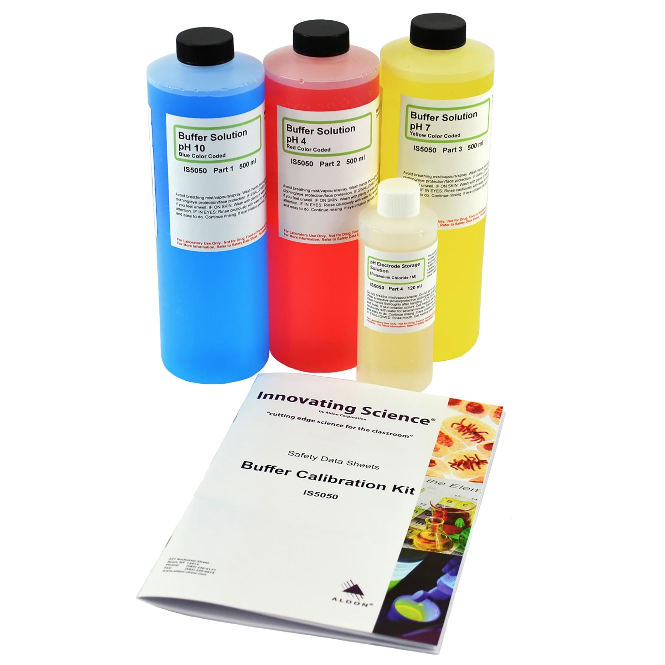ALDON Innovating Science pH Buffer Calibration Kit - 500mL Each pH 4, 7, 10 & 4oz KCl - The Curated Chemical Collection