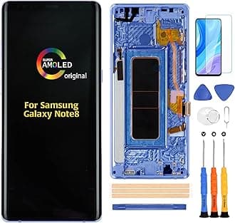 A-MIND for Samsung Galaxy Note 8 N950 Screen Replacement(with Frame),for Note 8 2017 SM-N9500 N950F/DS/W/U LCD Display Touch Screen Digitizer Assembly Parts,with Screen Protector+Tools (Blue Frame)