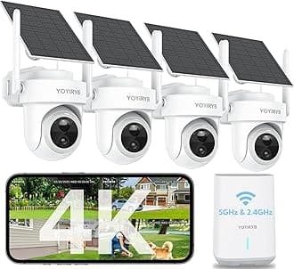 4K Security Cameras Wireless Outdoor, No Subscription, [2026 NEW] Solar-Powered Home Security Camera System with 360° Auto Tracking, Color Night Vision, 64GB Local Storage, 5G & 2.4G WiFi, Easy Setup