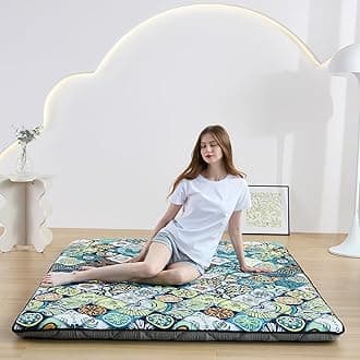 Zelladorra Japanese Floor Mattress Futon Mattress, Anti Slip Floor Futon Mattress Sleeping Mat Foldable Floor Mattress for Camping and Guest