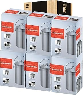 Utopia Kitchen 1.3 Gallon Stainless Steel Compost Bin with Lid - Includes 1 Spare Charcoal Filter - (Bulk Pack of 6)