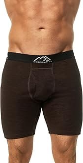 Merino.tech Merino Wool Boxer Briefs Men - Merino Wool Underwear Breathable Dry Fit Comfy Sports Base Layer for Men (Dark Brown 1 Pack, X-Large)