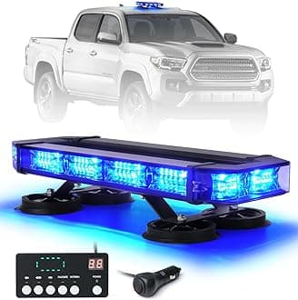 LUMENIX 72 LED Rooftop Emergency Strobe Light Bar w/Control Panel Magnetic Base Warning Flashing Beacon Caution Traffic Lightbar for First Responder Police Cop Vehicles Volunteer Patrol Trucks - Blue