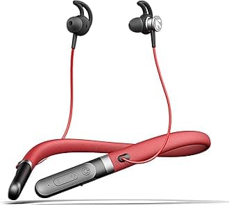 Boult Audio ZCharge Bluetooth Earphones with 40H Playtime, Dual Pairing Neckband, Zen™ ENC Mic, Type-C Fast Charging (10Mins=15Hrs), Biggest 14.2mm Bass Driver IPX5 Premium Silicone Neck Band (Red)