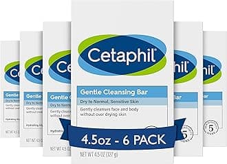 Gentle Cleansing Bar, 4.5 oz Bar (Pack of 6), Nourishing Cleansing Bar For Dry, Sensitive Skin, Non-Comedogenic, (Packaging May Vary)