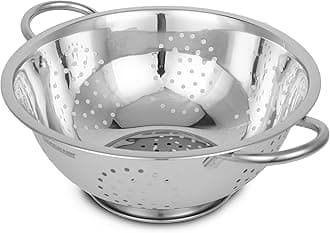 Fackelmann Colander 24 CM, Multipurpose Stainless Steel Colander – Durable, Anti-Rust Kitchen Accessories Items – Essential Kitchen Colander for Washing Fruits, Vegetables, Rice & More