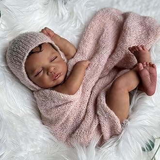 Anano Black Reborn Baby Dolls Girl, 19 in Realistic Baby Doll, Silicone Babys Doll, Black Silicone Reborn Dolls, African American Newborn Babies Brown Skin with Accessories