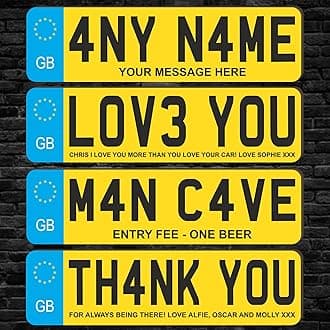 Custom License Plate Plaque - Personalised Number Plate in Wood or Acrylic - Ideal for Car Decor, Lorry Drivers, New Car, Just Passed Novelty Signs (EU UK Design, Mdf Wood Large 25cm)