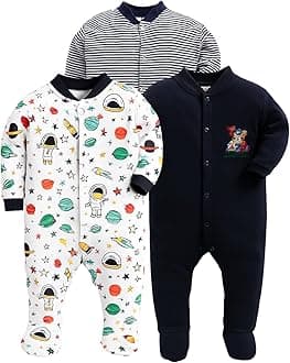 100% Cotton Rompers Sleepsuits Jumpsuit Night Suits for Infants Newborn Baby Boys & Girls