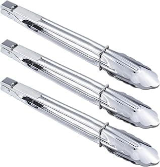 HINMAY Stainless Steel Serving Tongs Grilling Tongs for Cooking Camping Barbecue (12-Inch 3 Pieces)