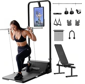 Gym Monster Smart Home Gym, Multifunctional Strength Training Machine, Smith Machine Power Cage Workout Station, Squat Rack Cable Machine, Full Body Fitness Equipment for Home Workout