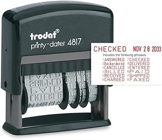 Trodat Banker Dater Stamp 4817, Red Ink