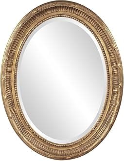 Howard Elliott Nero Oval Wall Hanging Mirror for Wall, Rich Country Gold Decorative Oval Mirror for Wall Vanity Mirror Perfect for Living Room, Bedroom & Home Decor, 26 x 34 Inch