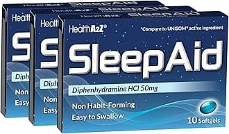 HealthA2Z® Sleep Aid | Diphenhydramine HCL 50mg | Softgels | Supports Deeper Restful Sleeping | 10 Counts (Pack of 3)