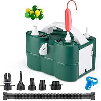 - Balloon Pump Electric, 3-in-1 Portable Automatic Dual Nozzle Inflator 110V with Tying Tools for Birthday Gender Reveal Baby Shower Balloons Party Decorations(Green)