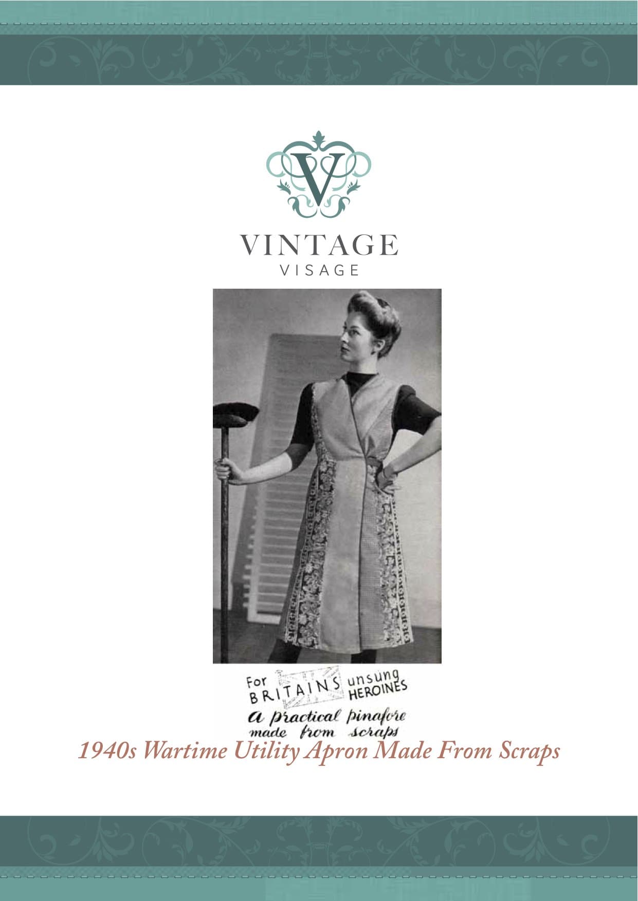 Vintage Visage 1940s Wrap Over Apron Sewing pattern- full size paper pieces