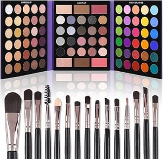 UCANBE Eyeshadow Palette with 15Pcs Brushes Makeup Set, Pigmented 86 Colors Make Up Palettes Sets, Matte Shimmer Glitter Eye Shadow Pallet Highlighters Contour Blush Powder Brush Beauty Kit