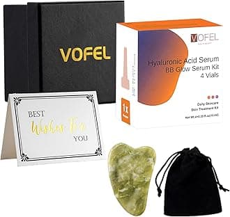 VOFEL Hyaluronic Acid for Microneedling Dermapen Serum with Jade Gua Sha Facial Tool and Greeting Cards Gift Box Kit, BB Glow Starter Kit