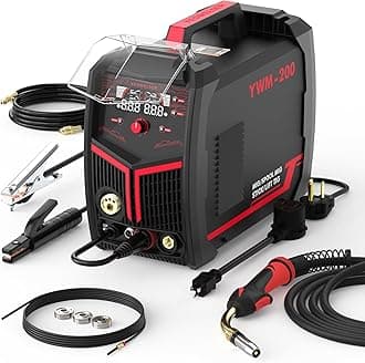 YESWELDER 200Amp Aluminum MIG Welder YWM-200, 110/220V Dual Voltages MIG Flux Cord Stick Lift TIG Multi Proces MIG Welding Machine,Spool Gun Compatible