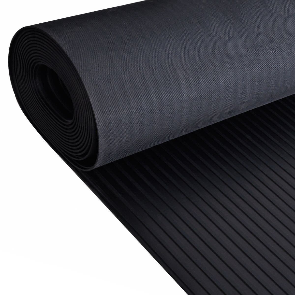 Rubber Floor Matting Roll Wide Ribbed Pattern - 3m x 2m x 3mm - Shed Garage Workshop Van Flooring Mat