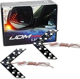 iJDMTOY Pair 14-SMD Arrow Shape LED Circuit Board Panels for Behind The Side Mirror Turn Signal Retrofit, Brilliant Red