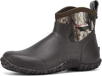 HISEA Men's Rain Boots, Ankle Height Garden Shoes Waterproof Rubber Neoprene Mud Boots Durable Insulated Short Outdoor Work Booties for Gardening Farming Camping Fishing and Yard Working