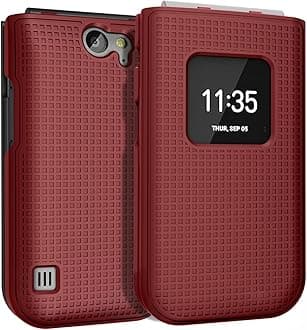 Nakedcellphone Polycarbonate Case for Nokia 2720 V Flip Phone, [Red] Protective Snap-On Hard Shell Cover [Grid Texture] for Verizon TA-1295, 2720V