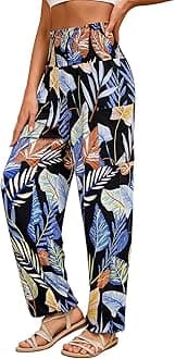 QIANXIZHAN Women's Harem Pants, High Waist Yoga Boho Trousers with Pockets
