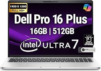 Dell Pro 16 Plus PB16250 (Replaces Latitude 5550) Business Notebook 16" FHD+ Intel Ultra 7-265U, 16GB DDR5 RAM, 512GB NVMe, Wi-Fi 6E, BT, Backlit Keyboard, HD Webcam, RJ-45, Win 11 Pro