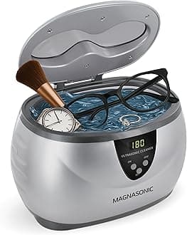 Magnasonic Ultrasonic Cleaner - 20oz Stainless Steel Tank, Digital Timer, 5 Cleaning Modes, Ultrasonic Jewelry Cleaner for All Jewelry, Eyeglasses, Watches, Dentures, Retainers & More