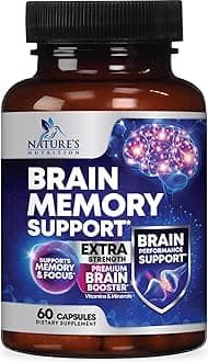 Brain Memory Supplement Pills - 3X Strength Nootropics for Concentration, Clarity & Focus Support - Brain Health Cognitive Vitamins with Bacopa, Phosphatidylserine & DMAE, Brain Booster - 60 Capsules