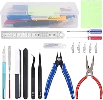 Kisoy 17PCS Model Kit Tools, Gundam & Dollhouse Essential Set with Case - Hobby Tools for Building, Repairing Airplane, Car and Robot Models