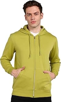 Alan Jones ClothingMen’s Solid Zipper Hooded Sweatshirt | Ribbed Hem, Lined Hood, Side Pockets, Durable Zip | Sizes S to 5XL | Multiple Colors