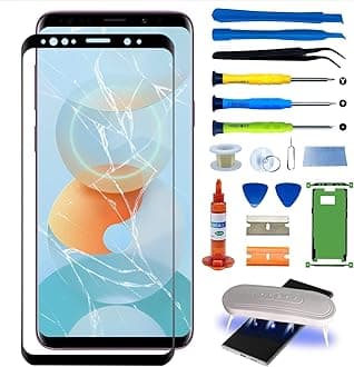 for Samsung Galaxy S9 Plus Front Screen Glass Replacement 6.2 inch 9+ Outer Glass Replacement Repair Kit incl Waterpoof Frame Adhesive and Tool Kit(No Digitizer,No LCD) G965 Series