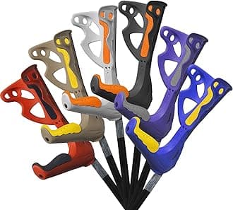 FDI Premium Height Adjustable Wide Cuff Comfort Grip Single Crutch Walking Stick, White + Grey Grip