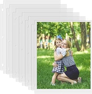 50 Pack 8 x 10 Photo Sleeves for 3 Ring Binder(100 Pictures), Heavy-Duty Archival Photo Page Protectors, Clear Picture Album Refill Pages Holds, Acid-Free