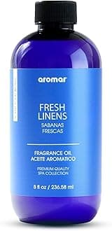 AROMAR Premium Fragrance Oil, Long-Lasting, Refreshing Uplifting Aroma for Aromatherapy, Relaxation & Household Uses. Fresh Linens 8oz