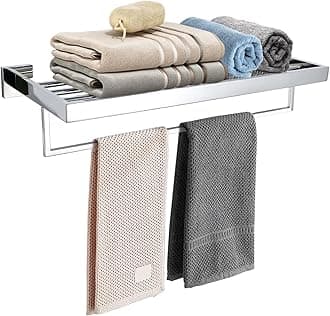 TURS Bathroom Towel Rack Polished Towel Shelf with Towel Bar Stainless Steel Wall Mounted Towel Holder Towel Rail