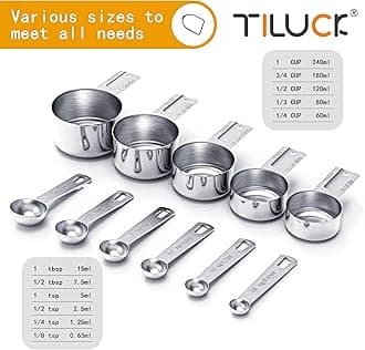TILUCK Stainless Steel Measuring Cups & Spoons Set, Cups and Spoons,Kitchen Gadgets for Cooking & Baking (Large)