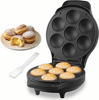 Mini Stuffed Pancakes Maker, Electric Ebleskiver Poffertjes Maker Pan, Danish Pancakes Maker, Cake Pop Maker, Bake 7x 2'' Ebelskivers without any Flipping operation