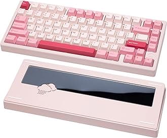 KEEBMONKEY WOBKEY Rainy 75 CNC Aluminum HMX/JWK/Cocoa Switches Triple-Mode Connectivity Mechanical Keyboard with Superior Acoustics(Standard Pink)