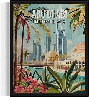 Abu Dhabi United Arab Emirates City Wall Art Poster Print, Asian Landscape Scenery Painting Artwork Travel Prints Decor Cityscape Landmarks Gallery 26 (Abu Dhabi United Arab Emirates, 8 x 10 inches, Unframed)