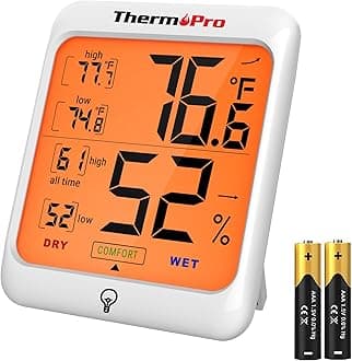 ThermoPro TP53 Hygrometer Humidity Gauge Indicator Digital Indoor Thermometer Room Temperature and Humidity Monitor with Touch Backlight