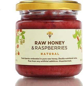 Earthbreath Raw Honey with Raspberries 400g - 100% Raw & Natural - Fresh Raspberries – No Artificial Additives