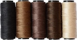 5 Rolls Sewing Threads Weaving Threads Using for Hand Sewing Hair Weft Hair Extensions Wig DIY (Black, Brown, Dark Brown, Beige, Khaki)