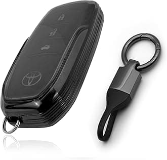 JVCV® Soft TPU Transparent Cover Compatible with Toyota Fortuner Camry Vellfire Hilux Innova Crysta Fortuner Legender Innova HyCross Land Cruiser 2B/3B Smart Key (with Keychain - Style B)