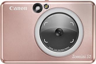 Canon Zoemini S2 Instant Camera Printer 8MP - Compact with Mirror, Ring Light Camera, Zink Sticky-Back Photo Paper, Portable, Rose Gold