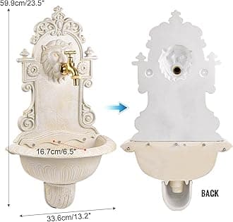 Sungmor Wall Mounted Garden Sink, Heavy-duty Cast Iron Decorative Mountable Faucet Washing Basin for Patio Garden Backyard Porch, Hand Wash Basin for Outdoor Events, Worksites, Camping
